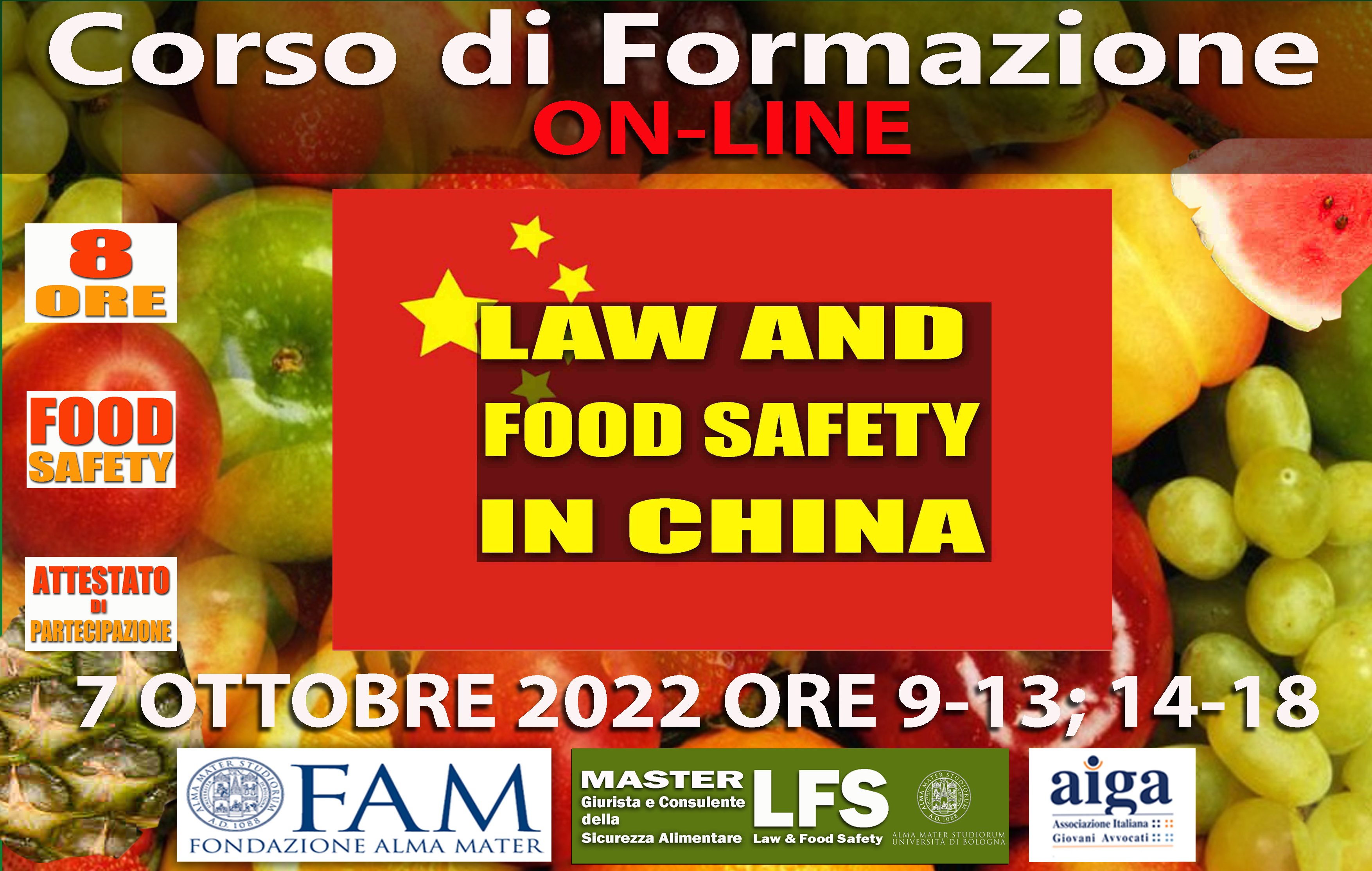 CORSO DI FORMAZIONE LAW AND FOOD SAFETY IN CHINA 7 OTTOBRE 2022 