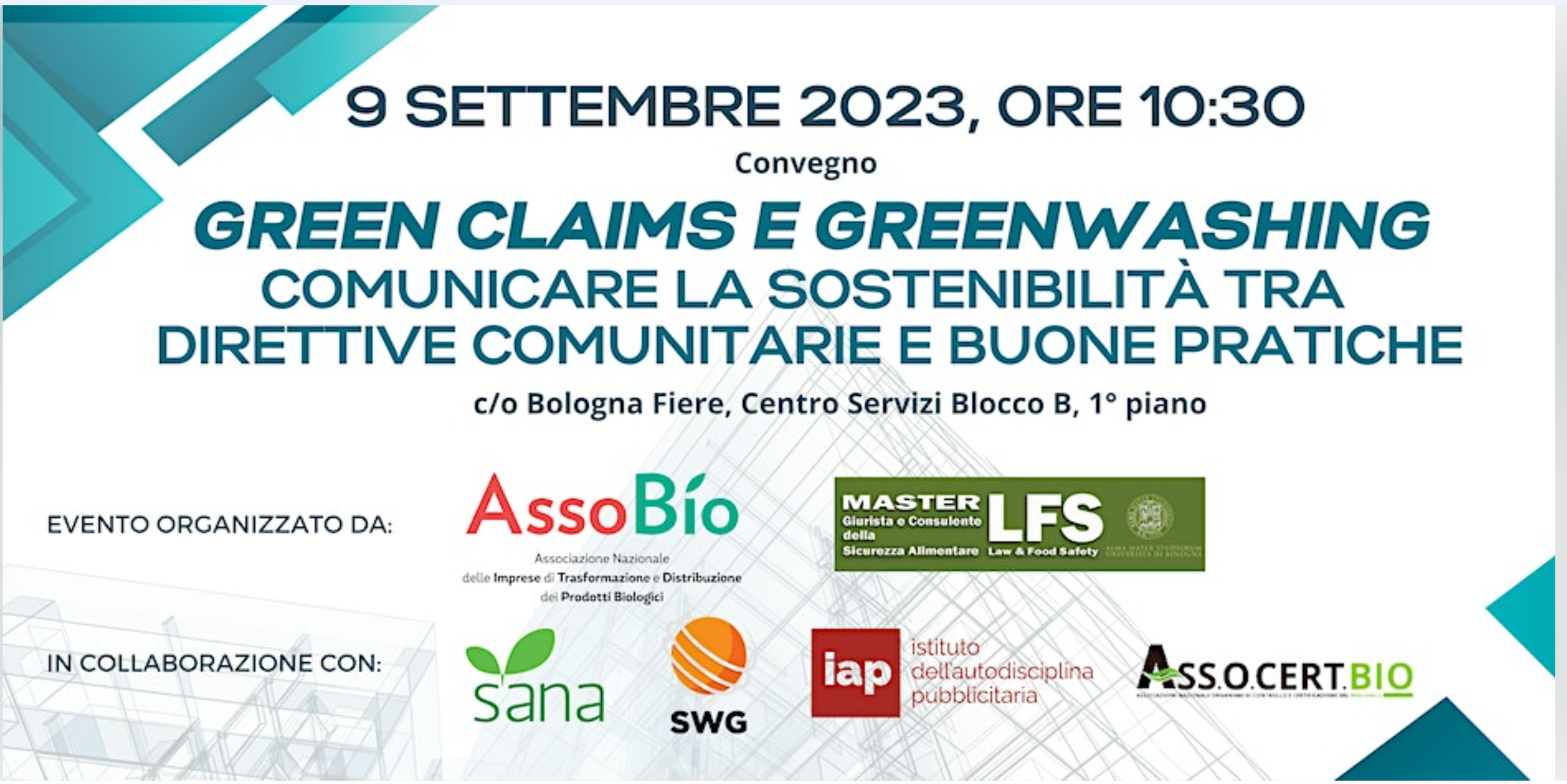 CONGRESSO SANA 2023 - GREEN CLAIMS E GREEN WASHING. Comunicare la sostenibilità - 9 SETTEMBRE 2023 - ORE 10.30